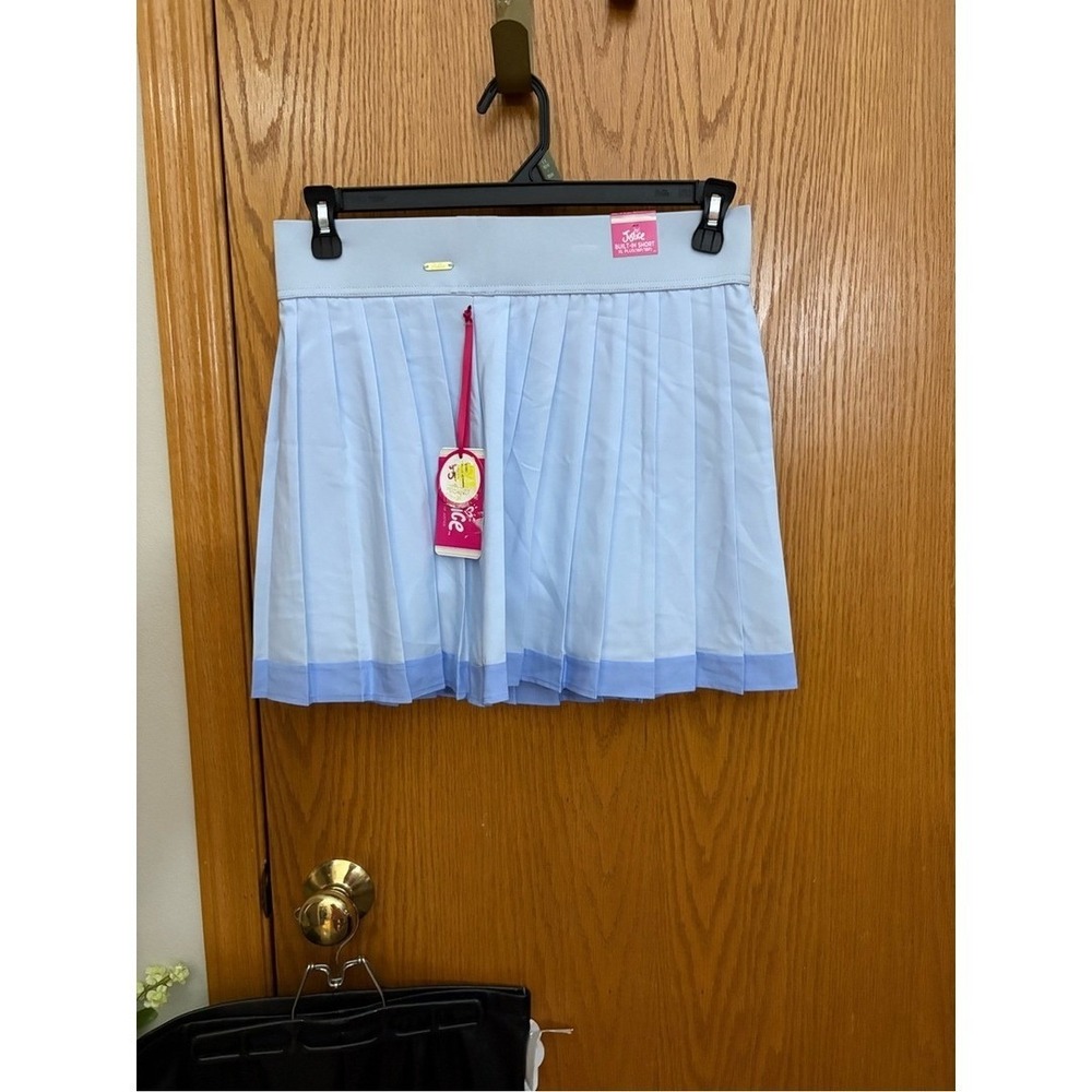 Justice Light Blue Pleated Mini Skirt with Darker Hem
